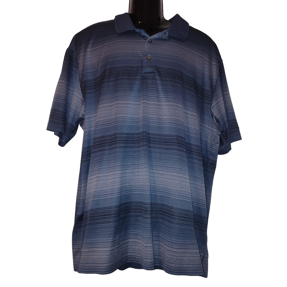 Men’s Blue & Gray Short Sleeve Striped Shirt Size 1X BG16